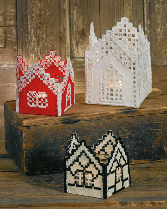 Borduurnaaiset Hardanger kerk 8,5 x 8,5 x 10 cm