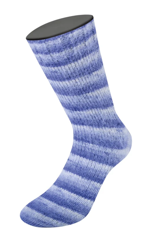 Lana Grossa Cosy Socks Soft Stripes 101 Blauwviolet/violetblauw/licht violet/wit