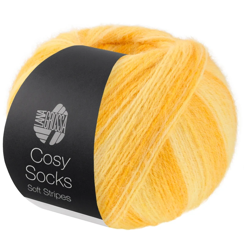 Lana Grossa Cosy Socks Soft Stripes 111 Geel/eigeel/saffraangeel