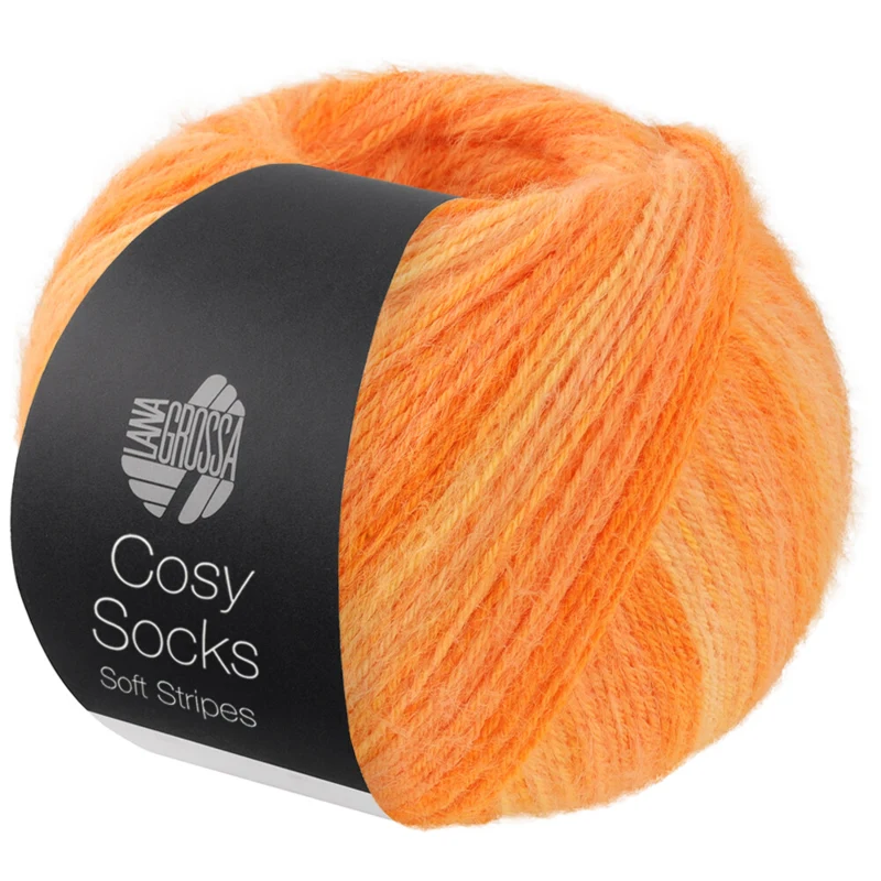 Lana Grossa Cosy Socks Soft Stripes 112 Lichtoranje/mandarijn/oranje
