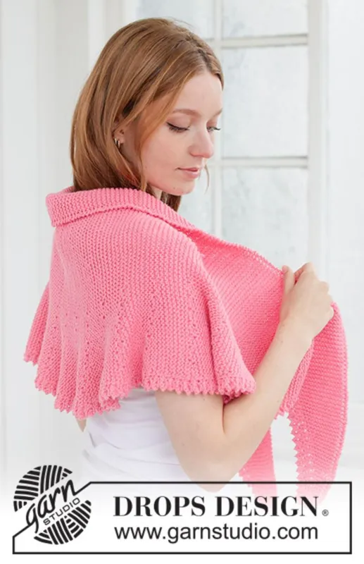 265-15 Evening Rose Shawl by DROPS Design