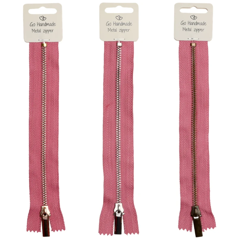 Go Handmade Metalen Rits Roze: Goud, zilver en brons