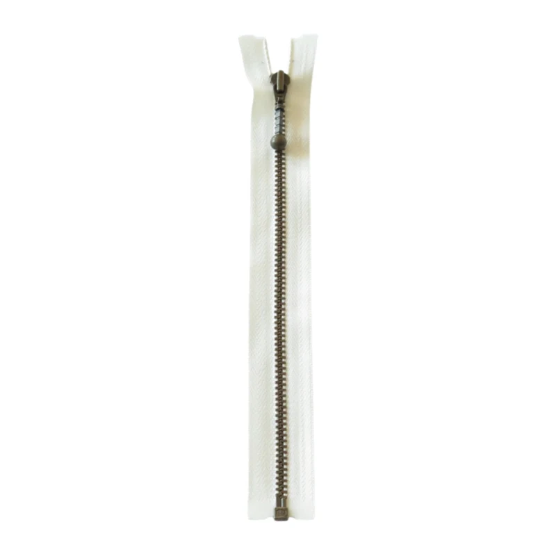 YKK Deelbare Metalen Rits 4 mm (25-65 cm) 841 Ecru, Antiek messing