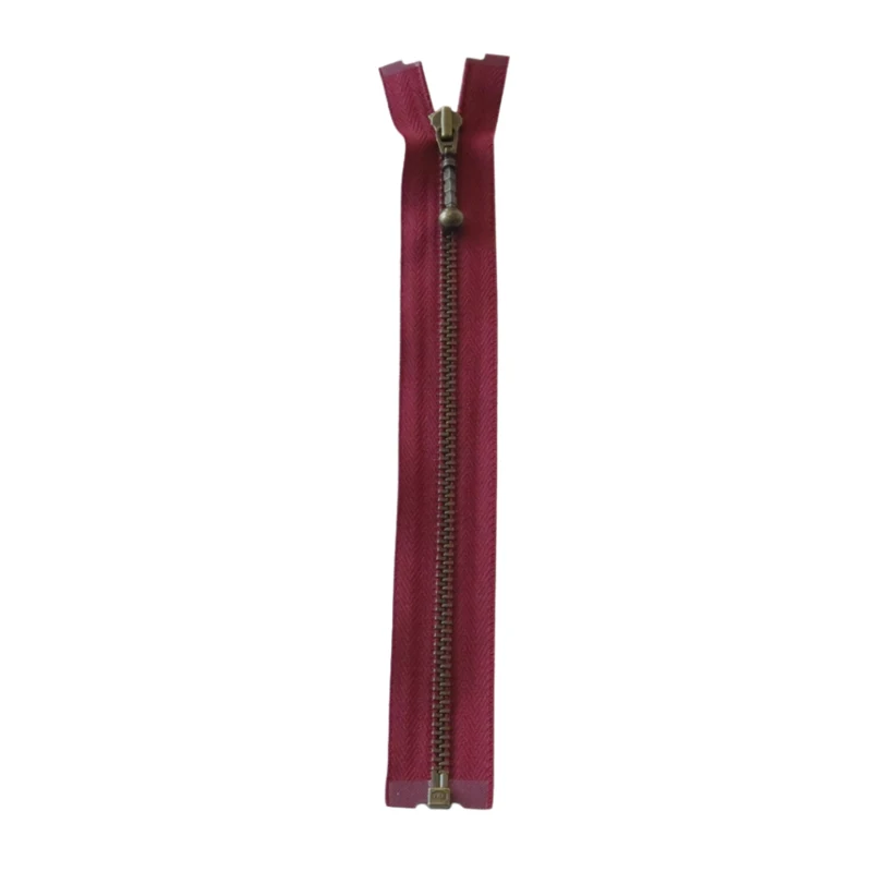 YKK Deelbare Metalen Rits 4 mm (25-65 cm) 527 Bordeaux, Antiek messing