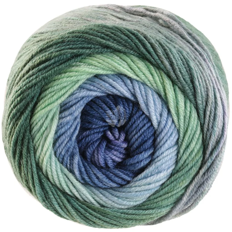 Lana Grossa Cool Wool Big Color 4038 Groengrijs/lichtgrijs/donkergrijs/antraciet/leigrijs