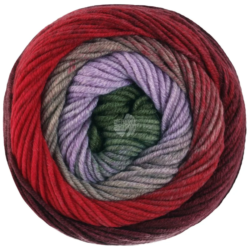 Lana Grossa Cool Wool Big Color 4045 Bordeaux/rood/taupe/beige/lila/mosgroen