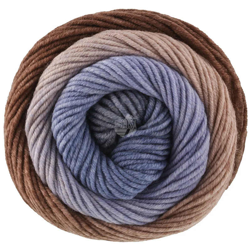Lana Grossa Cool Wool Big Color 4050 Taupe/grijsbruin/grijsblauw/marineblauw/hemelsblauw