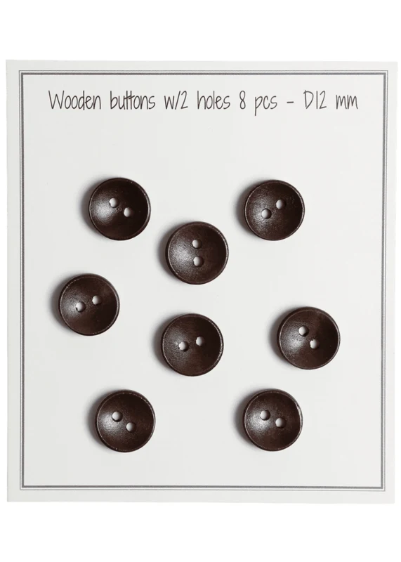 Go Handmade Diepe Houten Knopen, Donker (8 st.) 12 mm