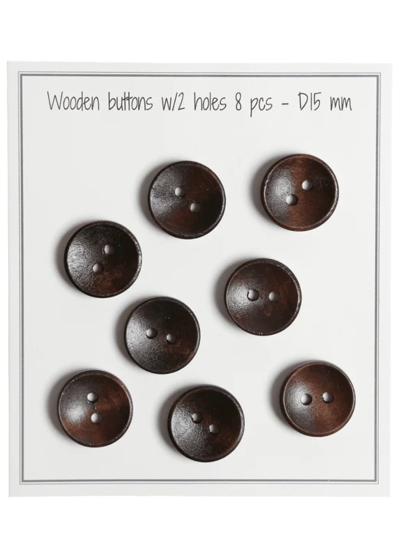 Go Handmade Diepe Houten Knopen, Donker (8 st.) 15 mm