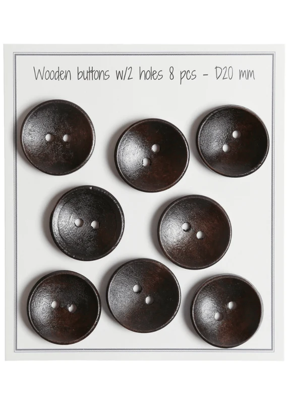 Go Handmade Diepe Houten Knopen, Donker (8 st.) 20 mm