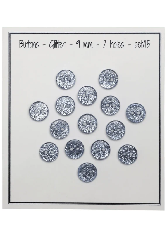 Go Handmade Glitterknopen 9 mm Blauw