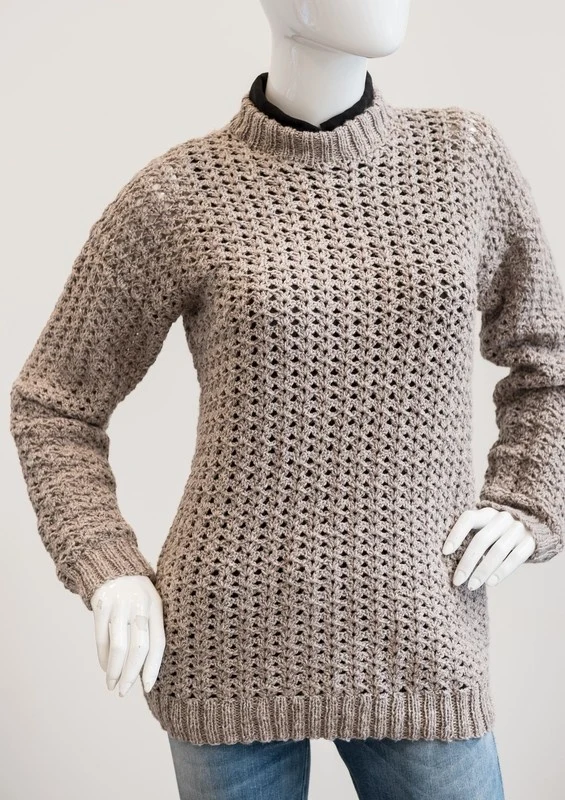 1697 Gehaakte trui met gebreide randen