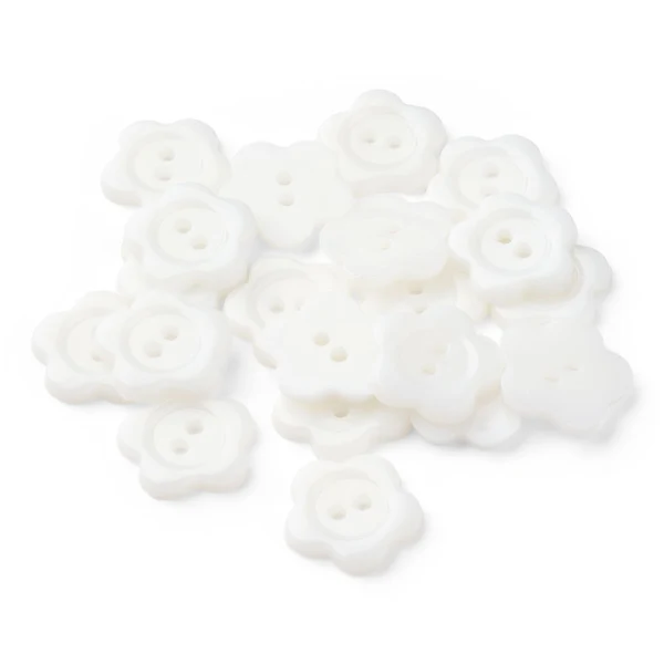 HobbyArts Plastic Bloemknopen Witte, 15mm, 20 stuks