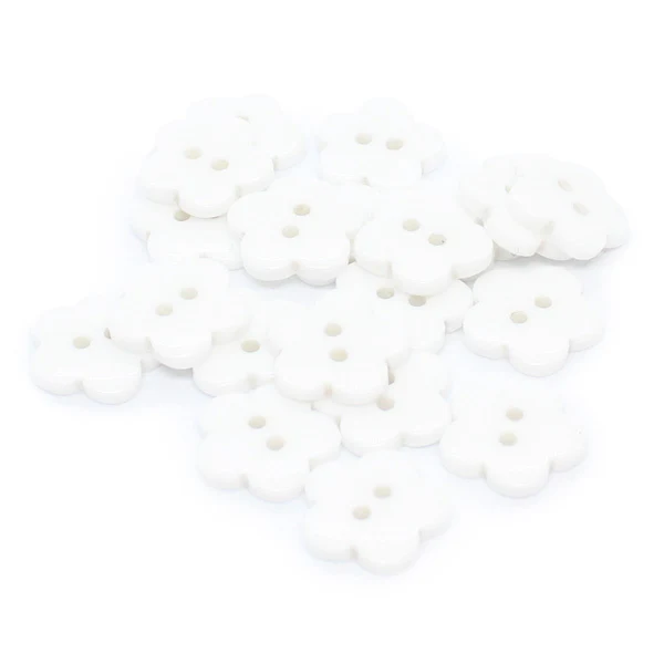 HobbyArts Plastic Bloemknopen Witte, 15mm, 20 stuks