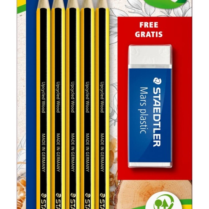 STAEDTLER Noris Potloden HB & Gum, 5 + 1 st