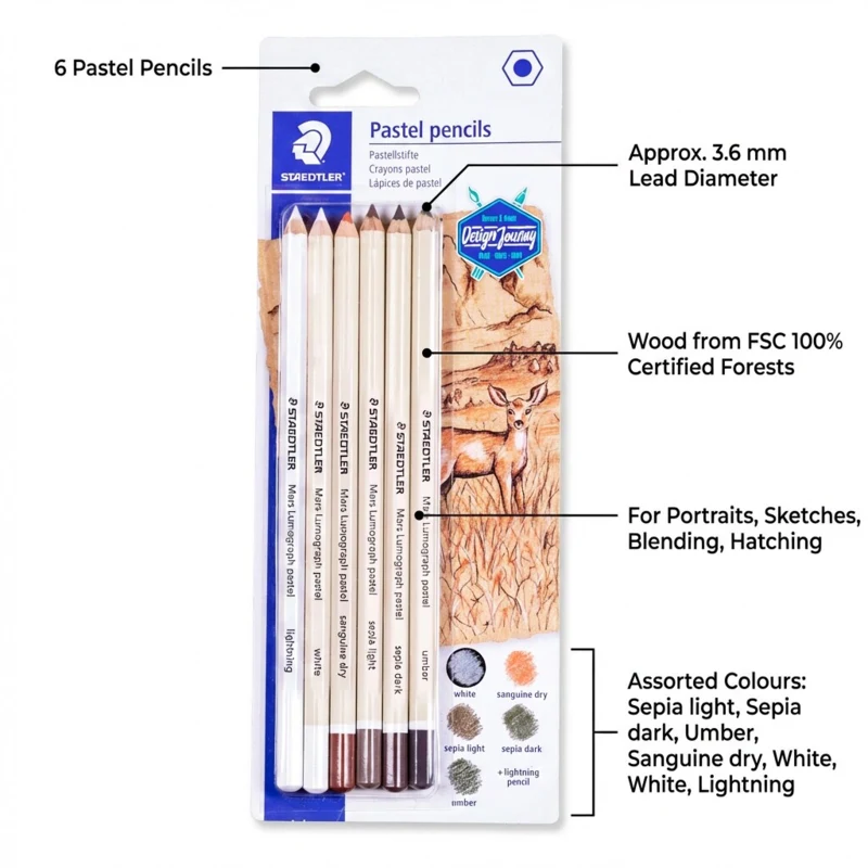 STAEDTLER Mars Lumograph pastelpotloden, 6 stuks – P-SBK6