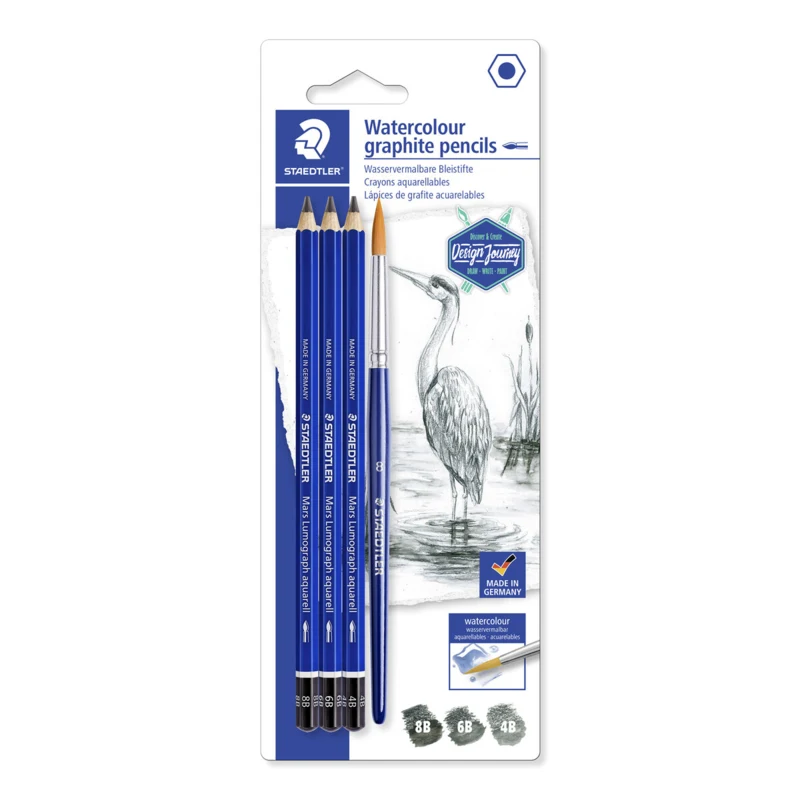 STAEDTLER Mars lumograph Aquarel potlood & penseel, 3 + 1 st – Hoofdafbeelding