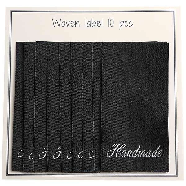 Go Handmade Vævet Label, Handmade, 60 x 32 mm, 10 stk Sort