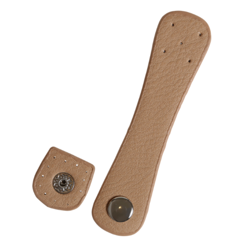 Go Handmade Tasriem met Zilveren Drukknoop 2x11 cm Abrikoos/Zilver