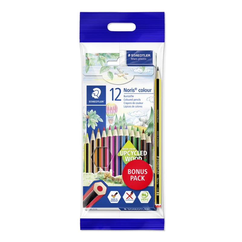 STAEDTLER Noris Club Kleurpotloden + Potlood & gum, 12 + 2 stuks – Hoofdafbeelding