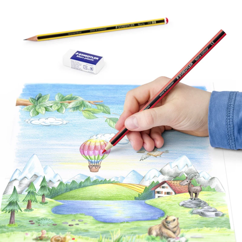 STAEDTLER Noris Club Kleurpotloden + Potlood & gum, 12 + 2 stuks – Toepassing