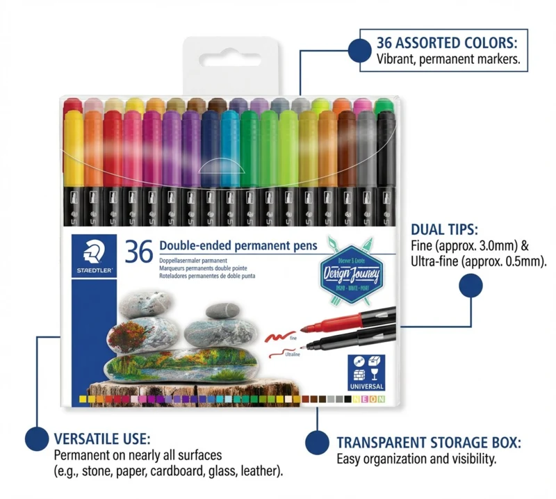 STAEDTLER Permanente stift met dubbele punt, 36 stuks – TB36