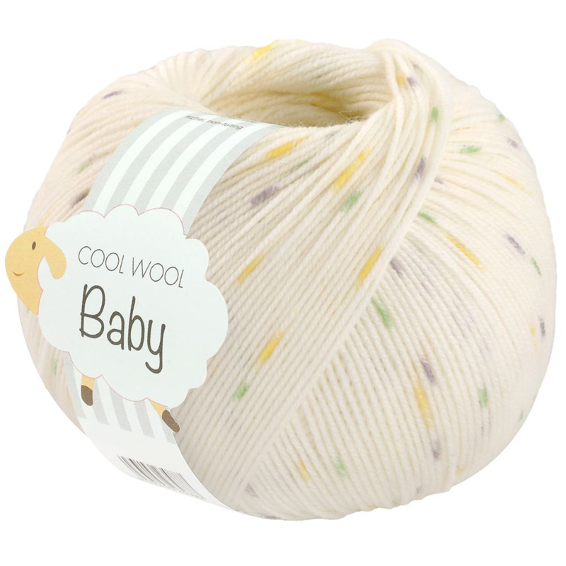 Lana Grossa Cool Wool Baby 368 Wit/Citroengeel/Lichtgrijs/Lichtgroen