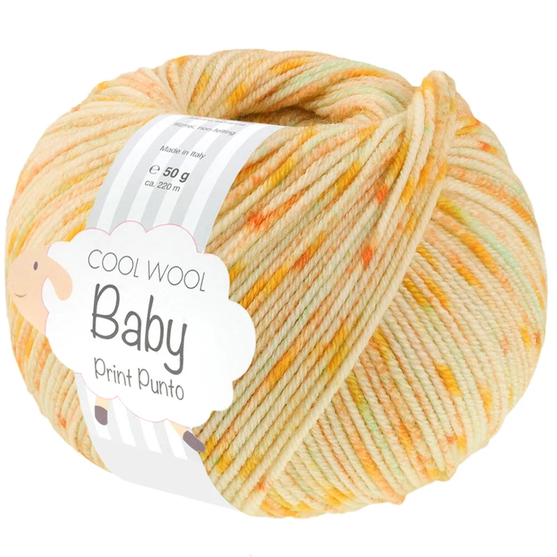 Lana Grossa Cool Wool Baby 374 Citrusgeel/Geel/Turkoois/Meigroen