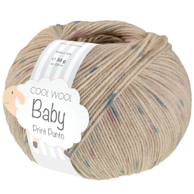 Lana Grossa Cool Wool Baby 371 Lichtbeige/Turkoois/Lila