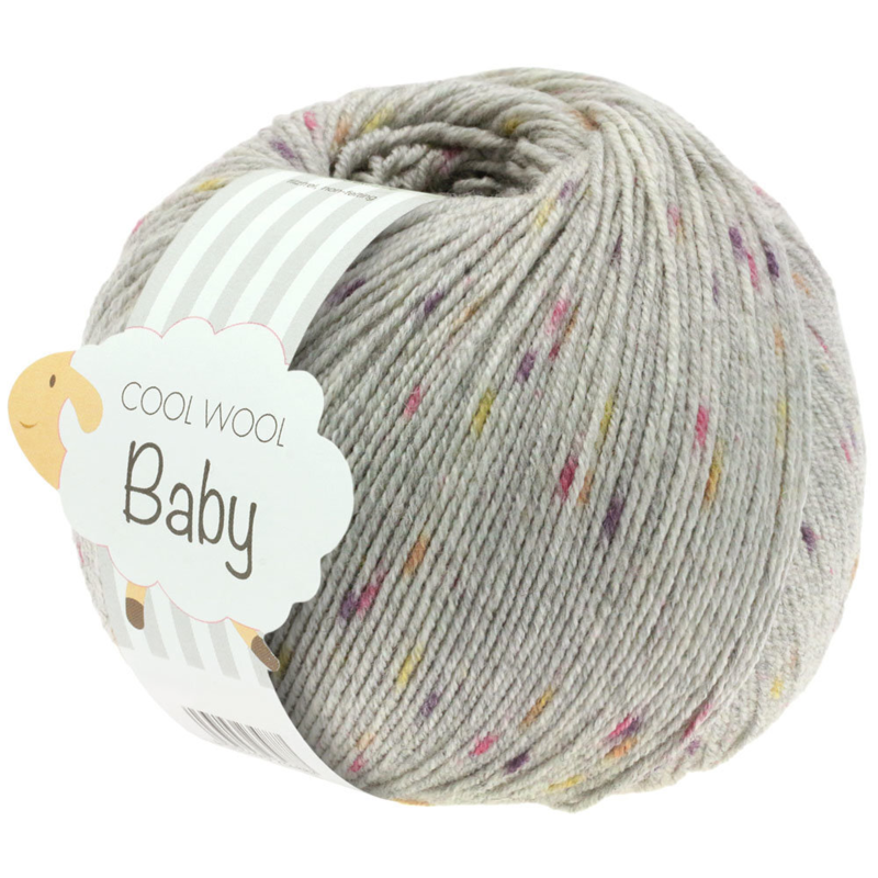 Lana Grossa Cool Wool Baby 357 Lichtgrijs/Bes/Braam/Geel