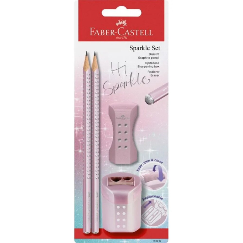 Faber-Castell, Sparkle pennenset, assorti kleuren Rose metallic