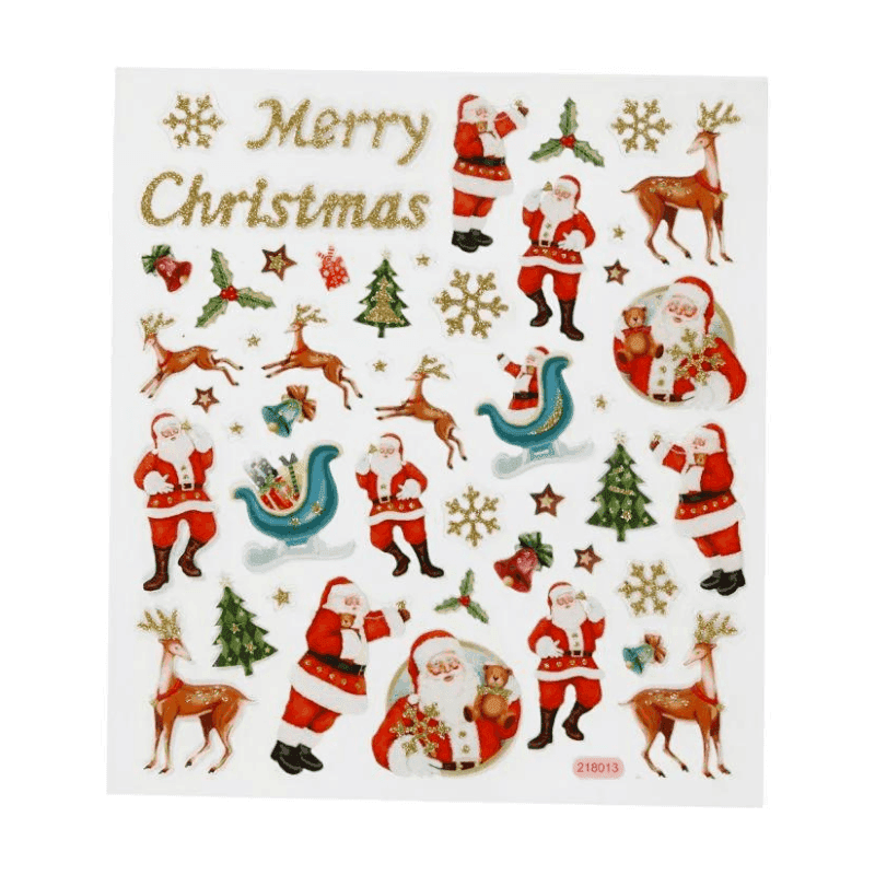 Stickers, Kerstmis, 15 x 16.5 cm, 1 vel  Kerstman en rendier