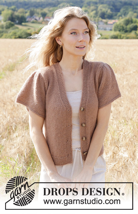 248-19 Brown Butterflies Cardigan by DROPS Design