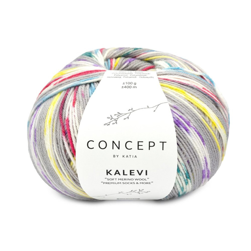 Katia Concept Kalevi Socks 200 Grijs-Paars-Fuchsia-Geel