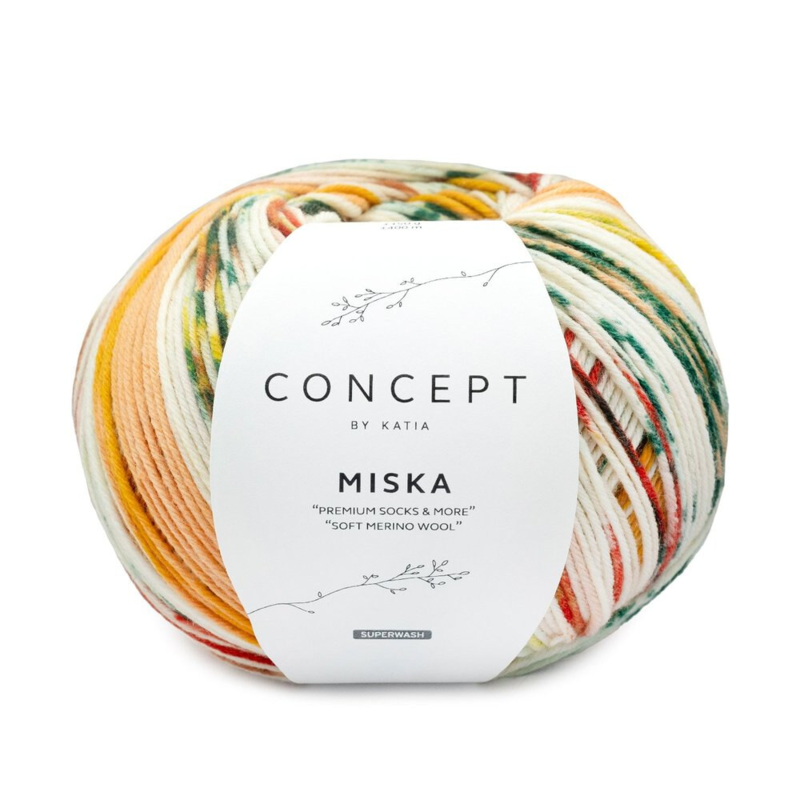 Katia Concept Miska Socks 101 Okergeel-Pistache-Oranje