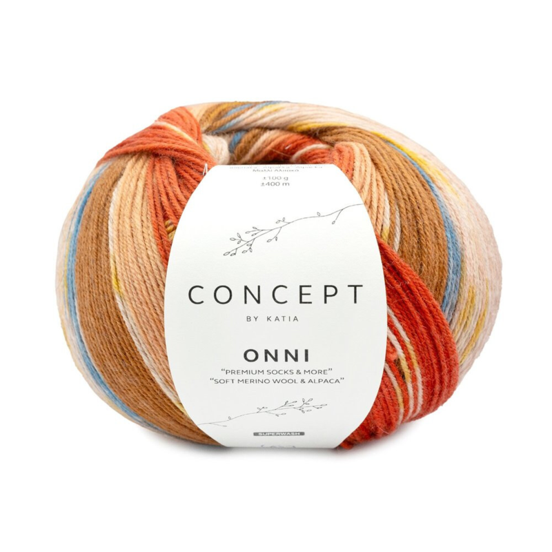 Katia Concept Onni Socks 403 Oranje-Blauw-Okergeel-Bruin