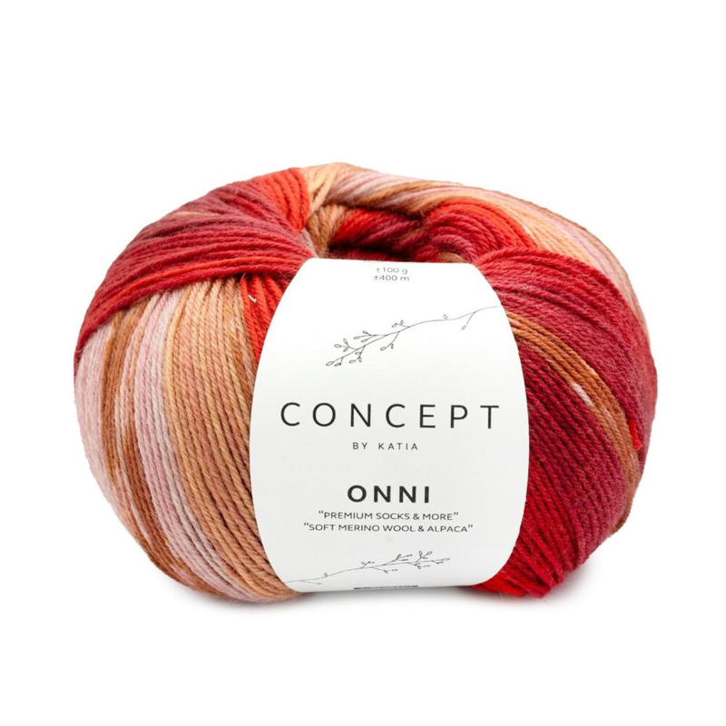 Katia Concept Onni Socks 404 Rood-Kameel-Geel