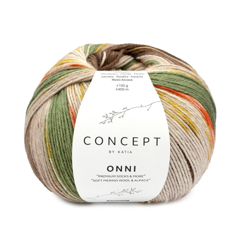 Katia Concept Onni Socks 400 Bruin-Roodroest-Okergeel