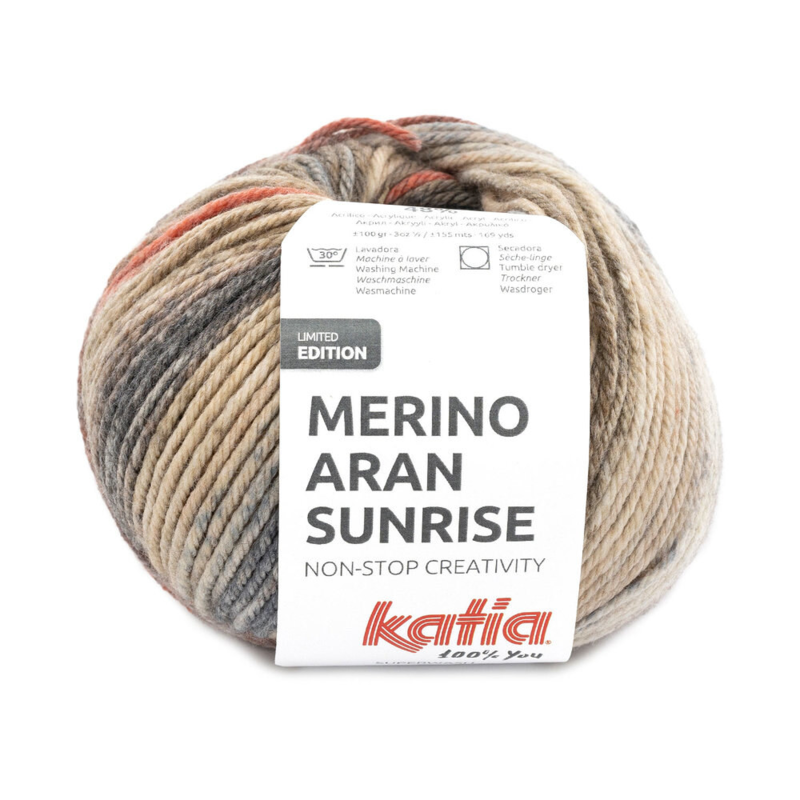 Katia Merino Aran Sunrise 300 Bleekbruin-Roodbruin-Spijkerblauw