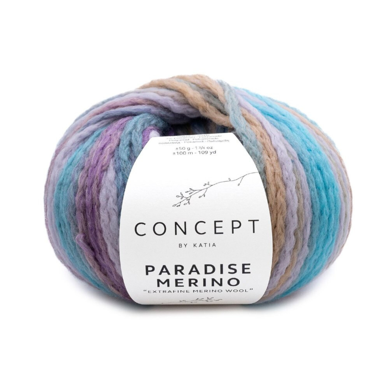 Katia Concept Paradise Merino 503 Paars-Parelbessen-Blauw-Beige