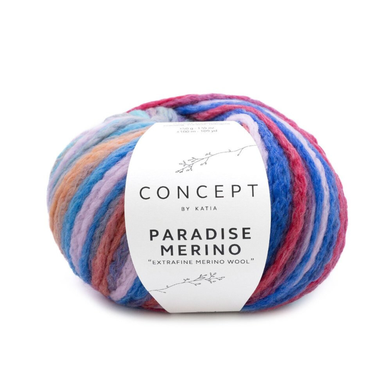 Katia Concept Paradise Merino 501 Kastanjebruin-Blauw-Oranje-Paars