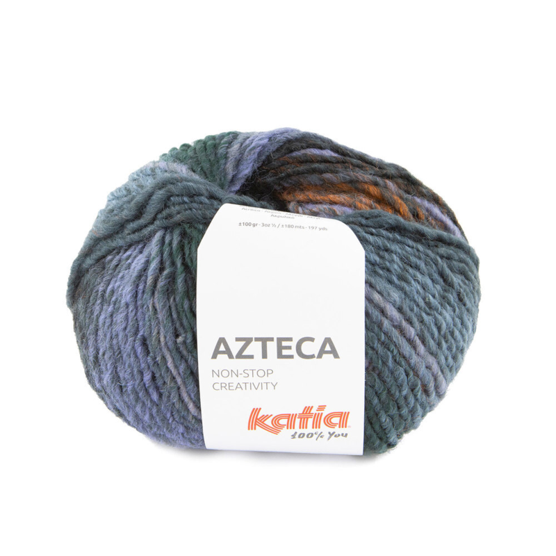 Katia Azteca 85 Blauwgroen-khaki-oranje