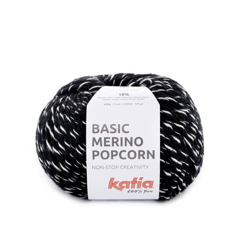 Katia Basic Merino Popcorn 102 Zwart-wit