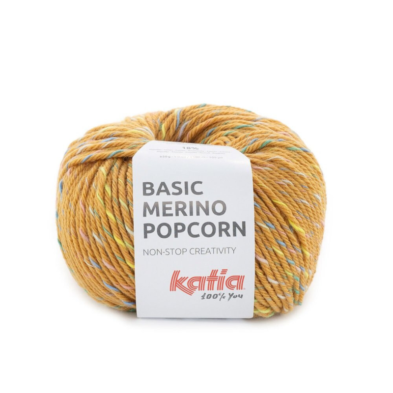 Katia Basic Merino Popcorn 204 Karamel-meerkleurig