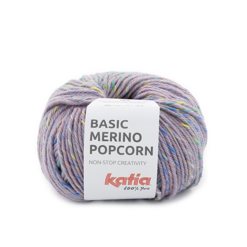 Katia Basic Merino Popcorn 201 Lavendel-meerkleurig