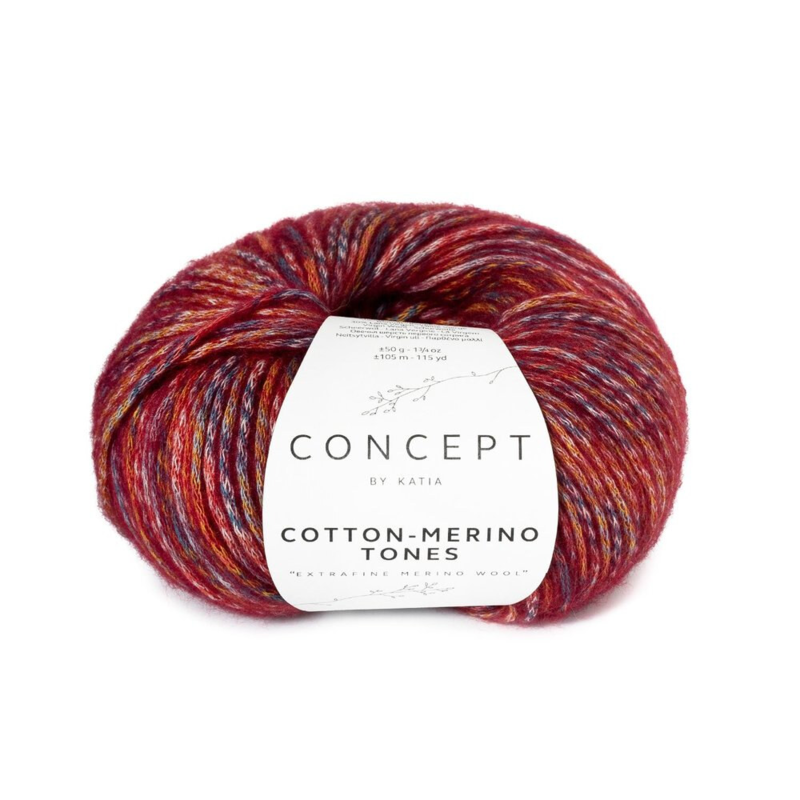 Katia Concept Cotton-Merino Tones 303 Petrol-oker-bordeauxrood