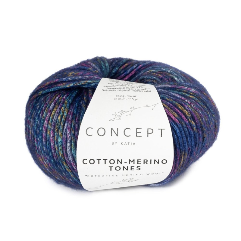 Katia Concept Cotton-Merino Tones 307 Blauw-geel-roos-lichtblauw