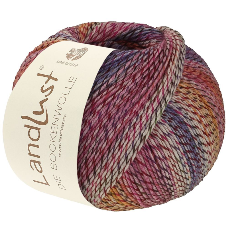 Lana Grossa Landlust Die Sockenwolle 219 Ecru/Bordeaux/Hotpink/Paars/Roze/Eigeel/Violetblauw