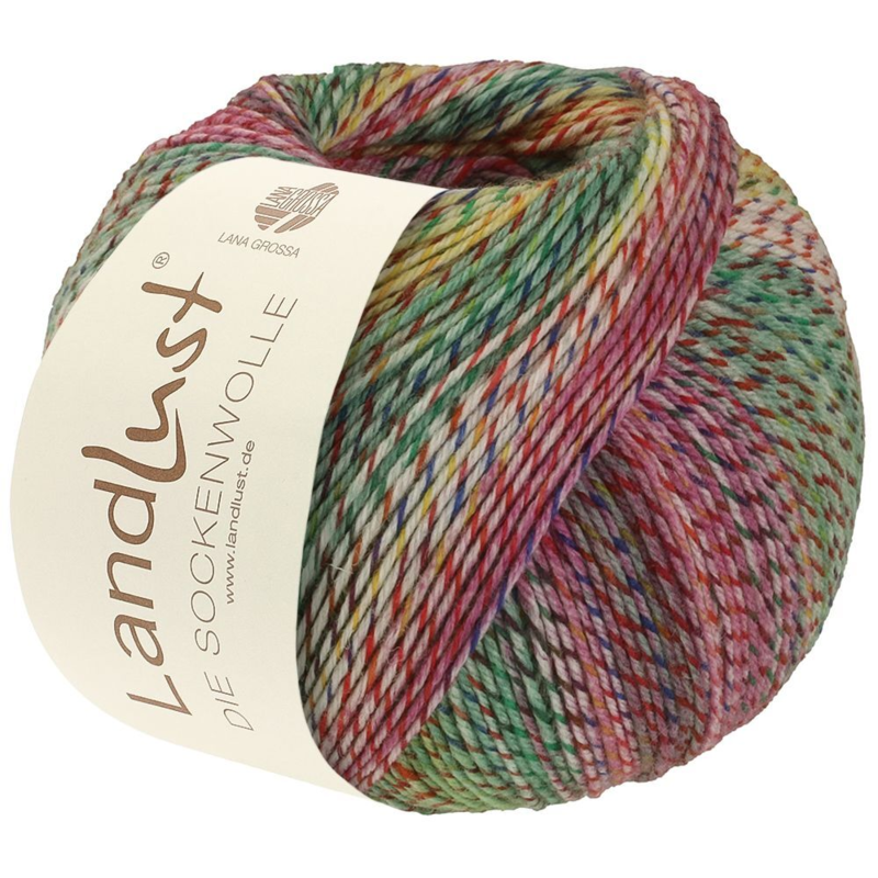 Lana Grossa Landlust Die Sockenwolle 218 Groen/Rood/Blauw/Roze/Geel/Vanille