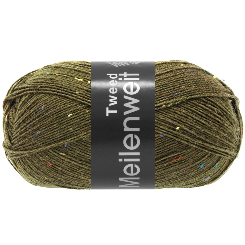 Lana Grossa Meilenweit 100 Tweed 168 Loden groen